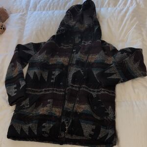 Forever 21 Multicolor Aztec tribal Native Hooded Jacket